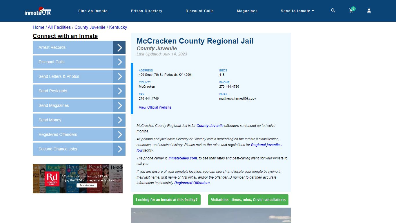McCracken County Regional Jail & Inmate Search - Paducah, KY
