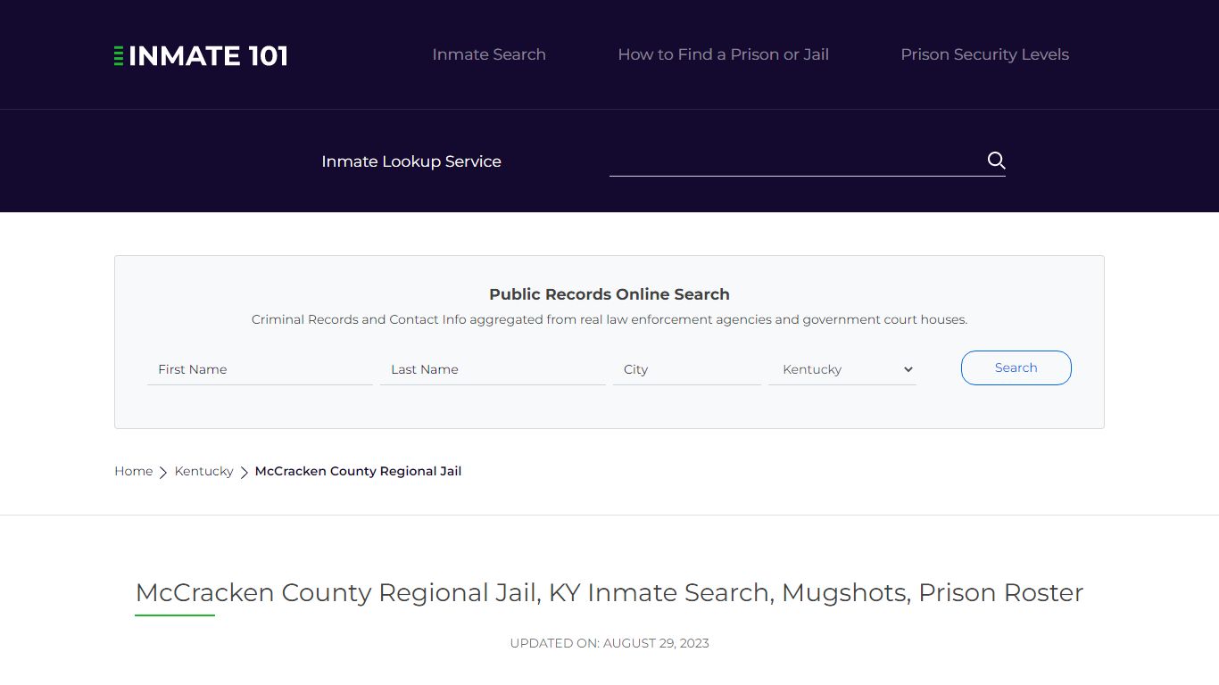 McCracken County Regional Jail, KY Inmate Search, Mugshots, Prison ...